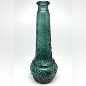 Vintage DABS PORTUGAL TEAL GREEN Glass Genie Bottle Vase Decanter 11 1/2” Tall
